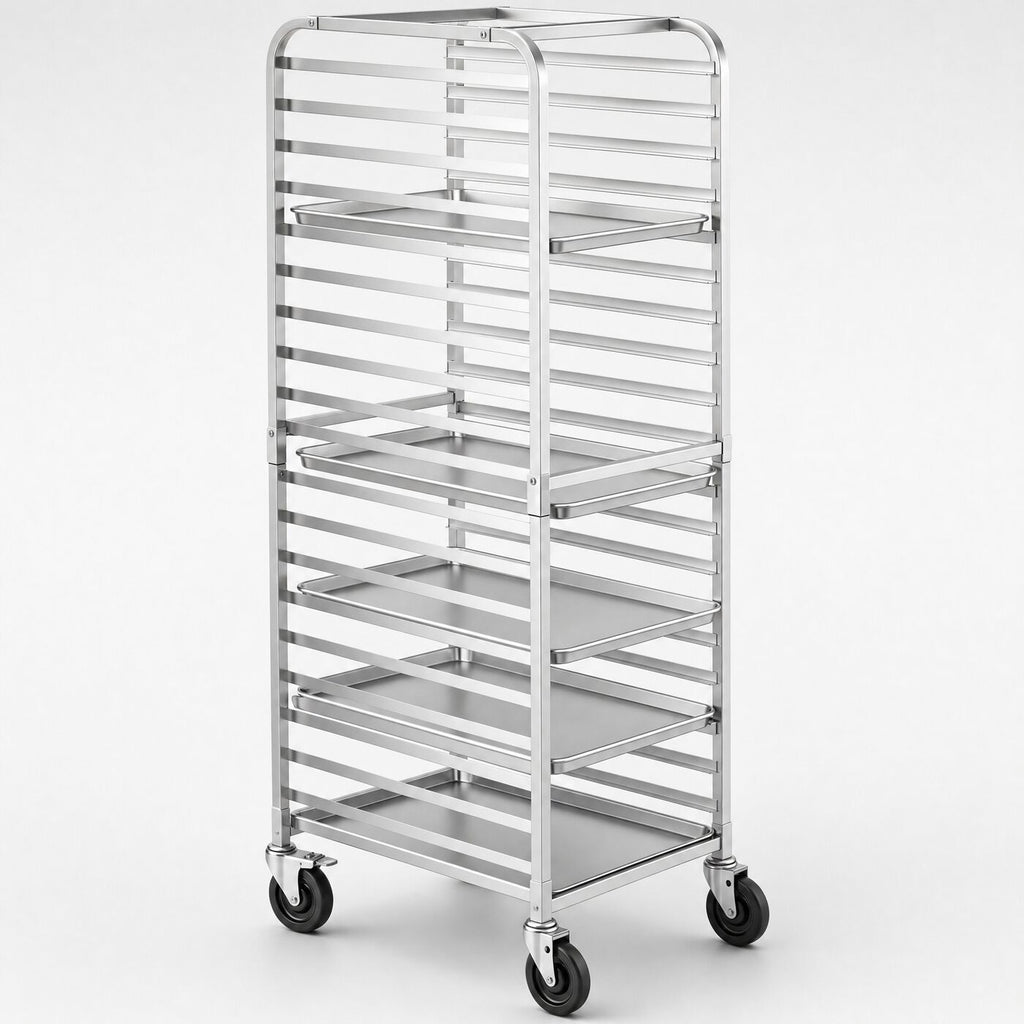 20 Tier Bun Pan Rack, three-quarter studio view