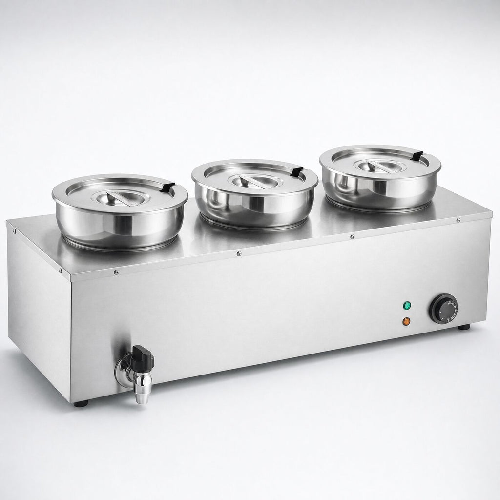 3 Pot Soup Warmer, three-quarter studio view