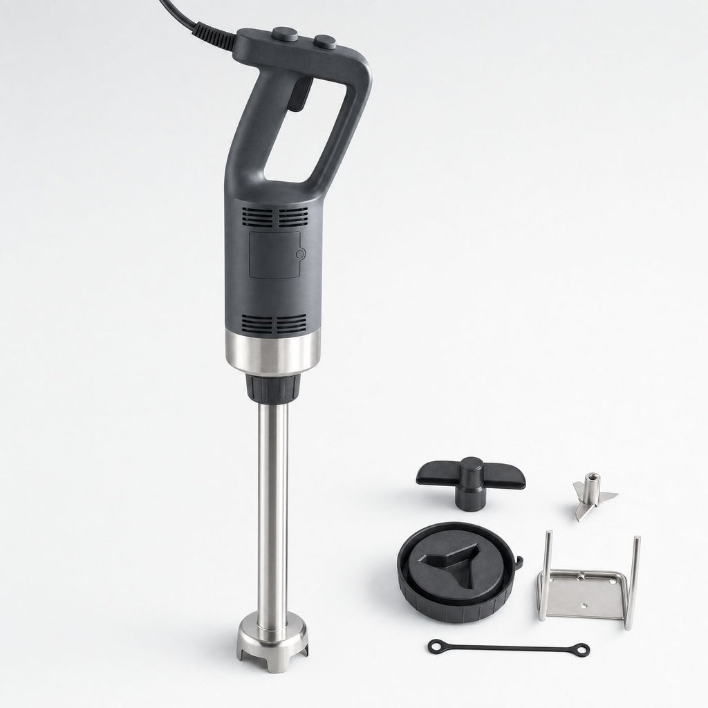 750 W Commercial Immersion Blender, studio view with shaft fitted