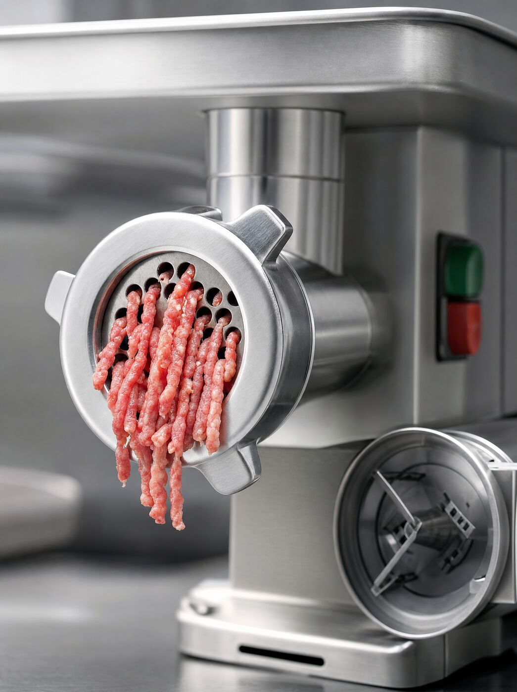 Close view of the grinding head, locking ring and plate