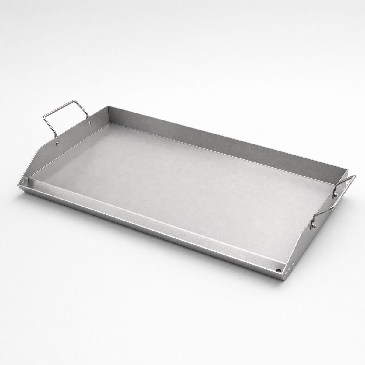 810 Stainless Flat Top Griddle Plate, three-quarter studio view