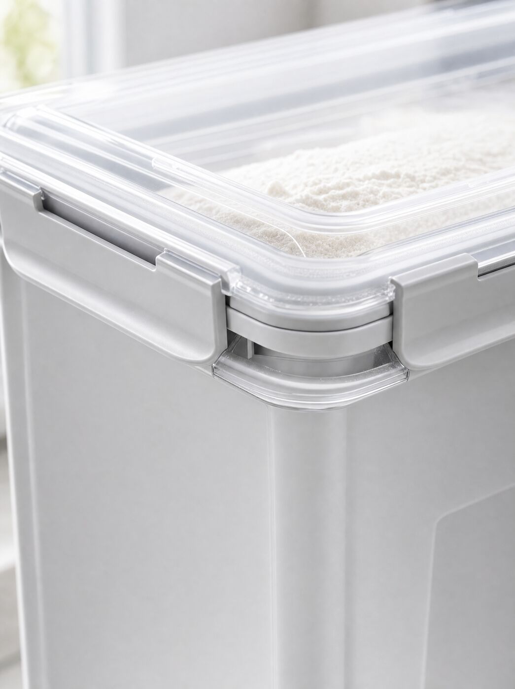 Close view of the lid latches on the silicone seal
