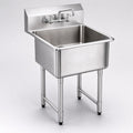 530 free-standing prep sink with tap and legs, three-quarter studio view